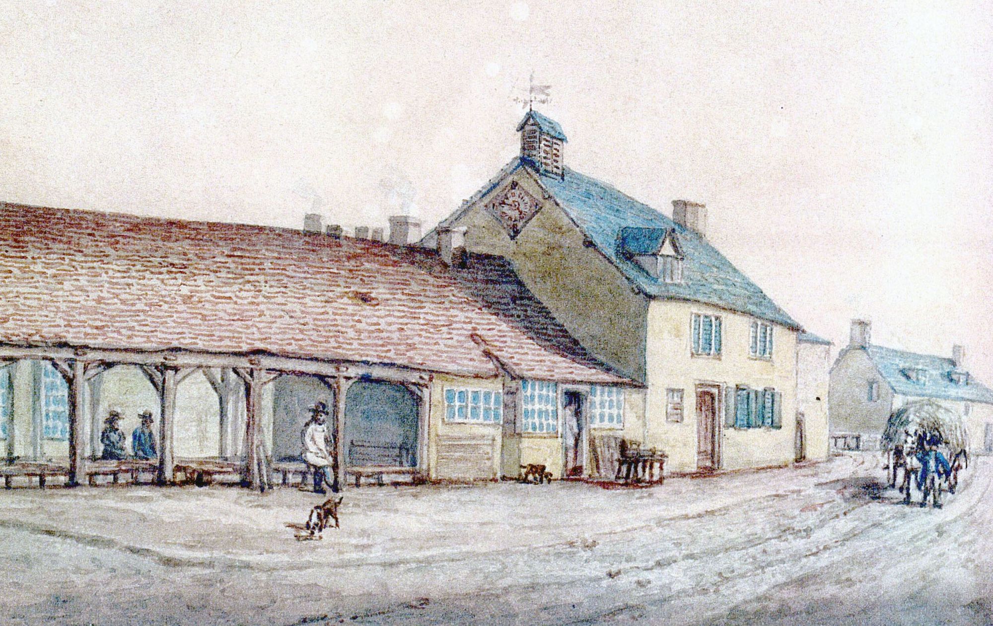 The Town House and Shambles in Market Square. The bell hung above the clock.