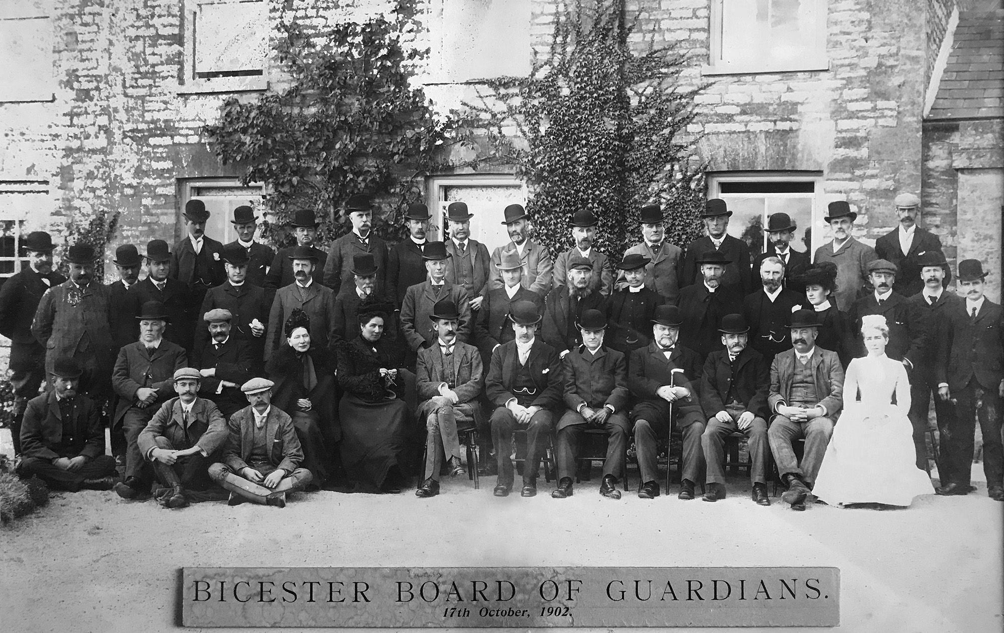 The Bicester Board of Guardians outside the workhouse in 1902.