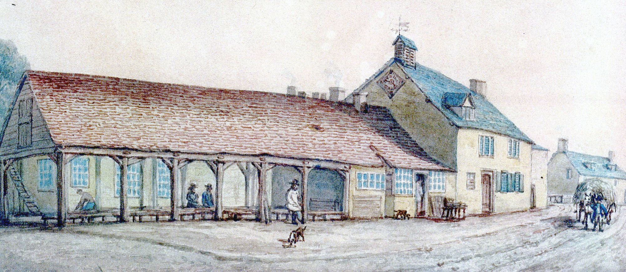 The Town House and Shambles on Market Square in the 1810s.