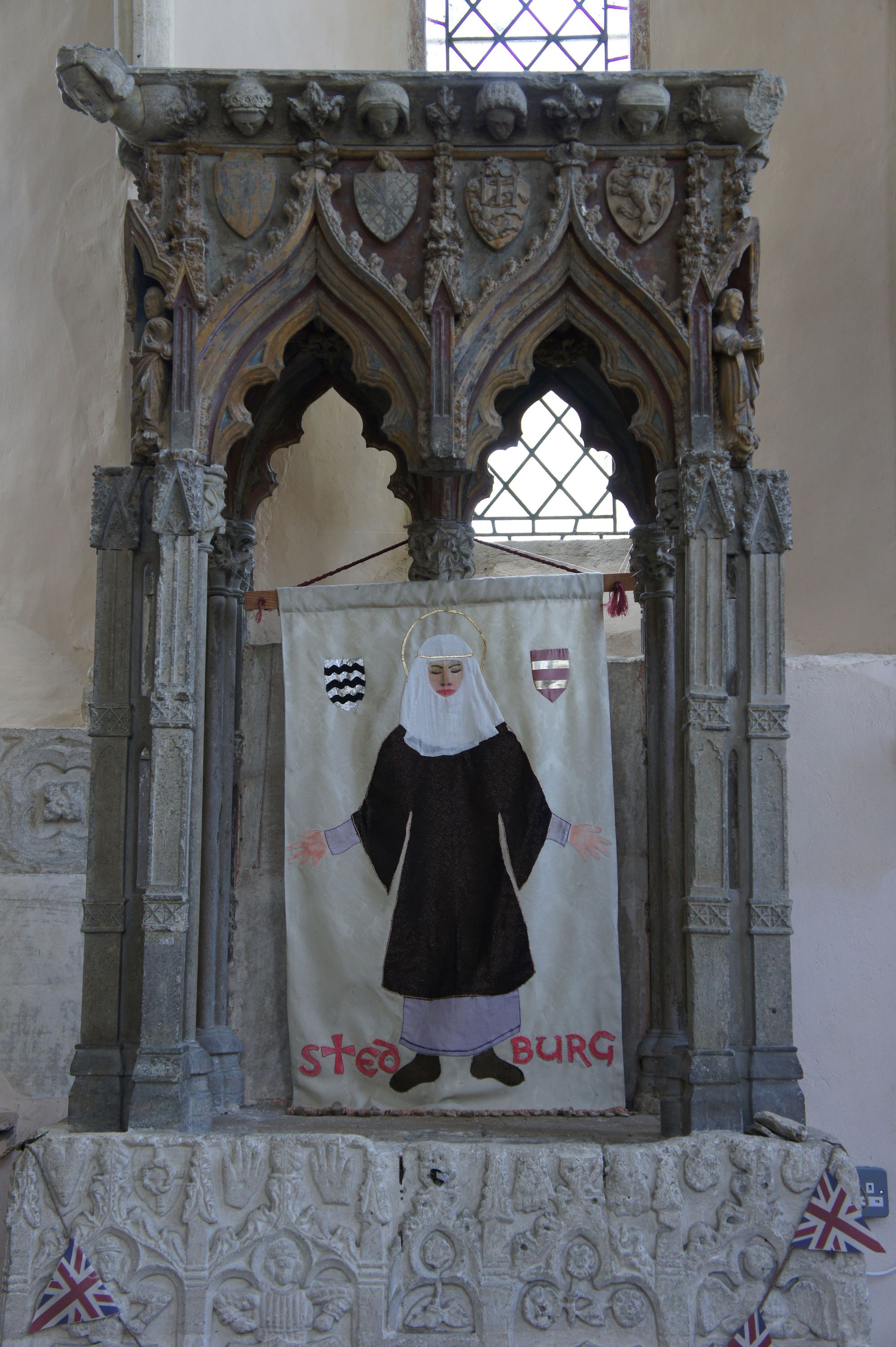 What remains of St Edburg's shrine now stands in St Michael's Church, Stanton Harcourt.